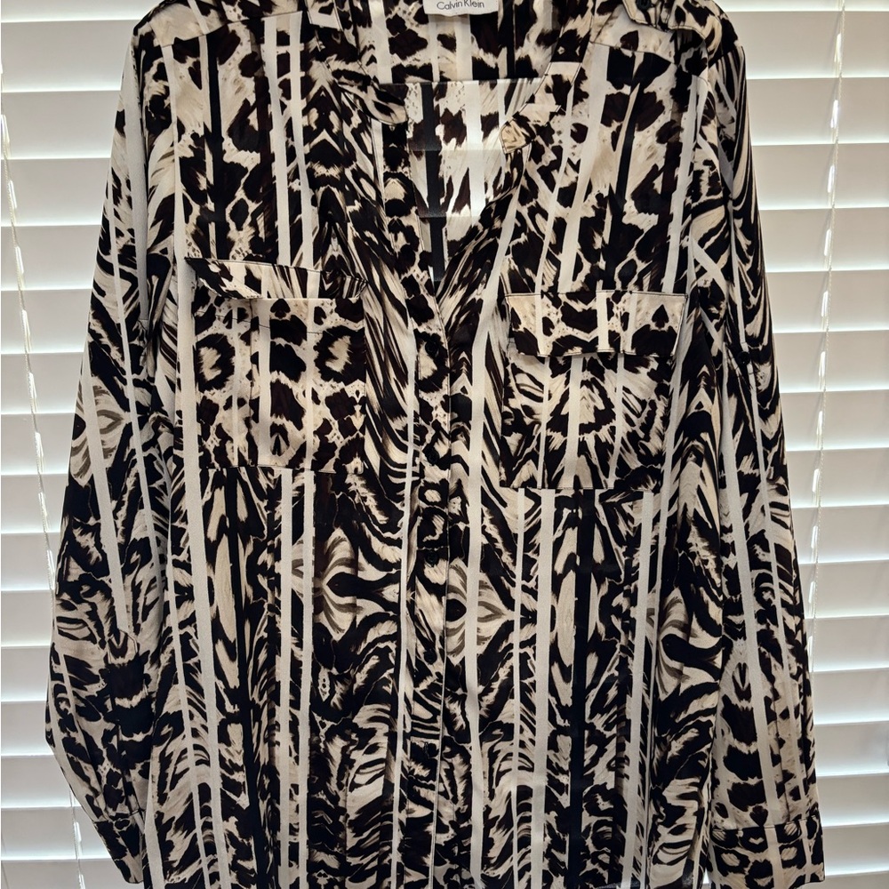 Calvin Klein Black and White Blouse